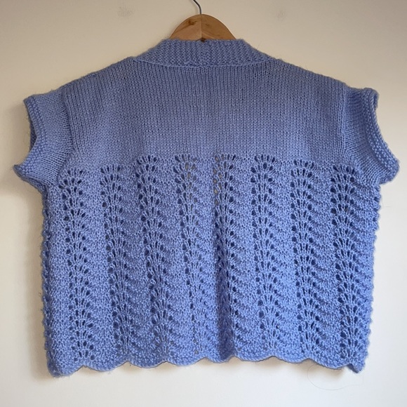 HANDCRAFTED | Cornflower blue cropped knit jacket - Picture 6 of 6